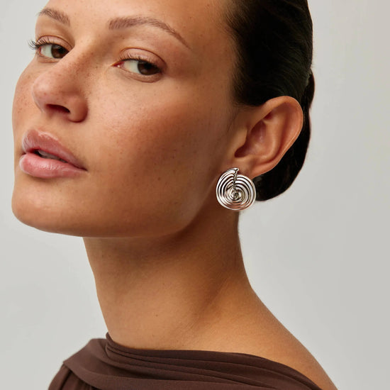 Spiral Interchangeable Pearl Drop Earrings | Silver Plated Earrings Missoma 