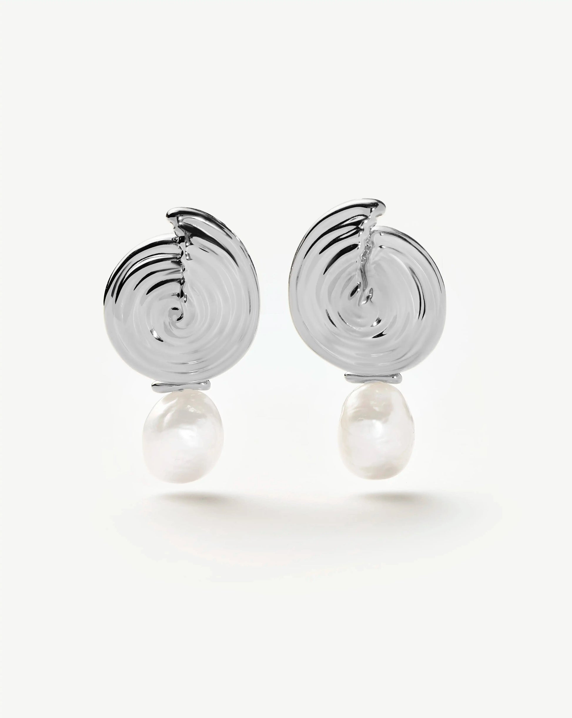 Spiral Interchangeable Pearl Drop Earrings | Silver Plated Earrings Missoma 