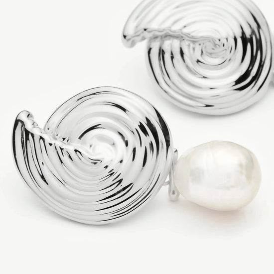 Spiral Interchangeable Pearl Drop Earrings | Silver Plated Earrings Missoma 