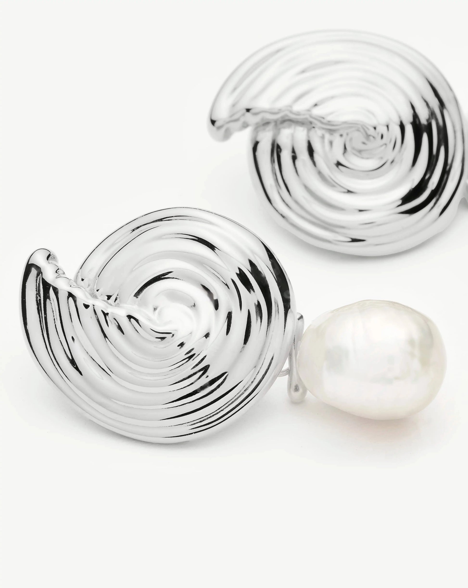 Spiral Interchangeable Pearl Drop Earrings | Silver Plated Earrings Missoma 
