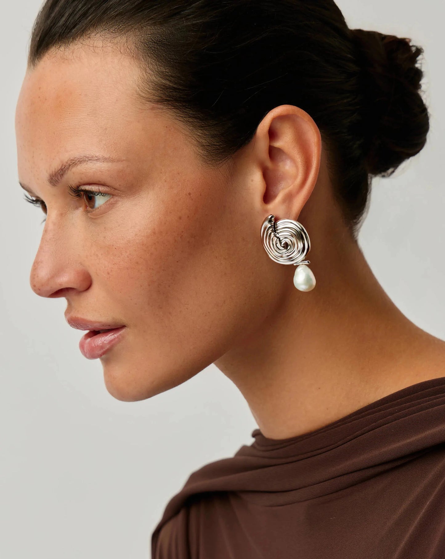 Spiral Interchangeable Pearl Drop Earrings | Silver Plated Earrings Missoma 