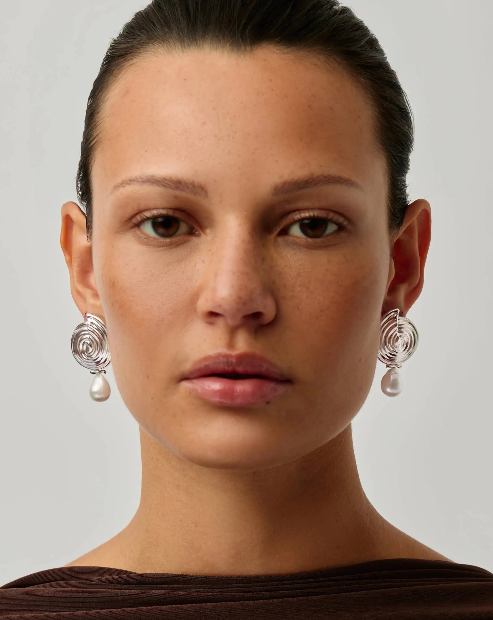 Spiral Interchangeable Pearl Drop Earrings | Silver Plated Earrings Missoma 