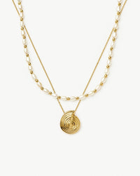 Spiral Pendant Necklace & Pearl Beaded Choker Set | 18ct Gold Plated / Pearl Necklaces Missoma 