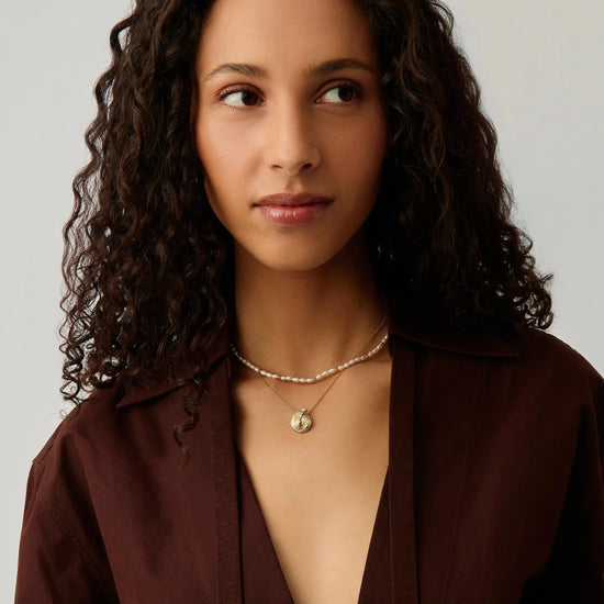 Spiral Pendant Necklace & Pearl Beaded Choker Set | 18ct Gold Plated / Pearl Necklaces Missoma 