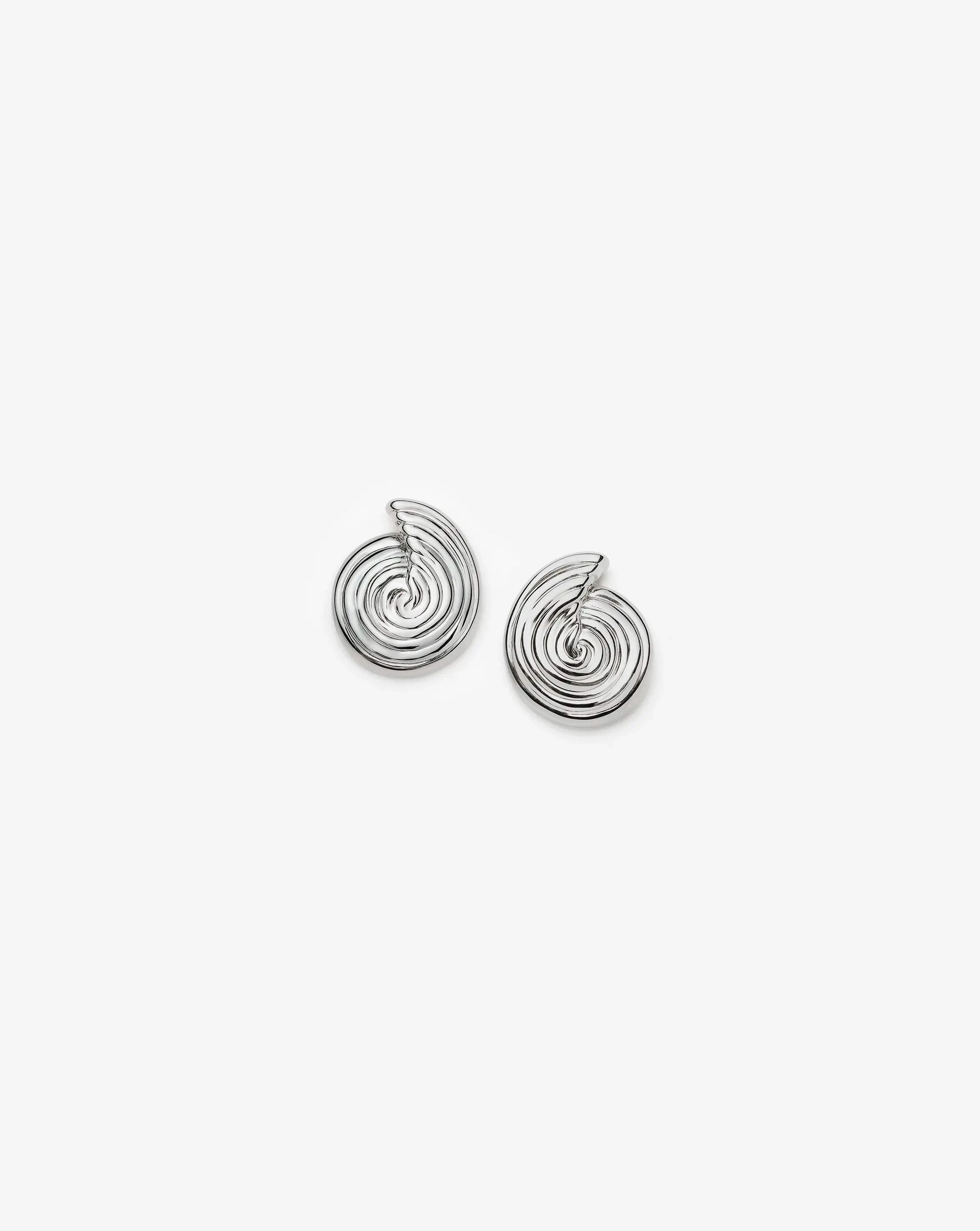 Spiral Small Stud Earrings | Silver Plated Earrings Missoma 