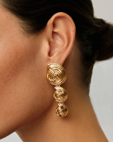 Spiral Statement Drop Earrings | 18ct Gold Plated Earrings Missoma 
