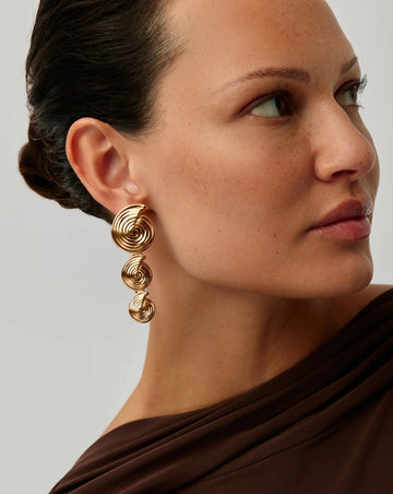 Spiral Statement Drop Earrings | 18ct Gold Plated Earrings Missoma 
