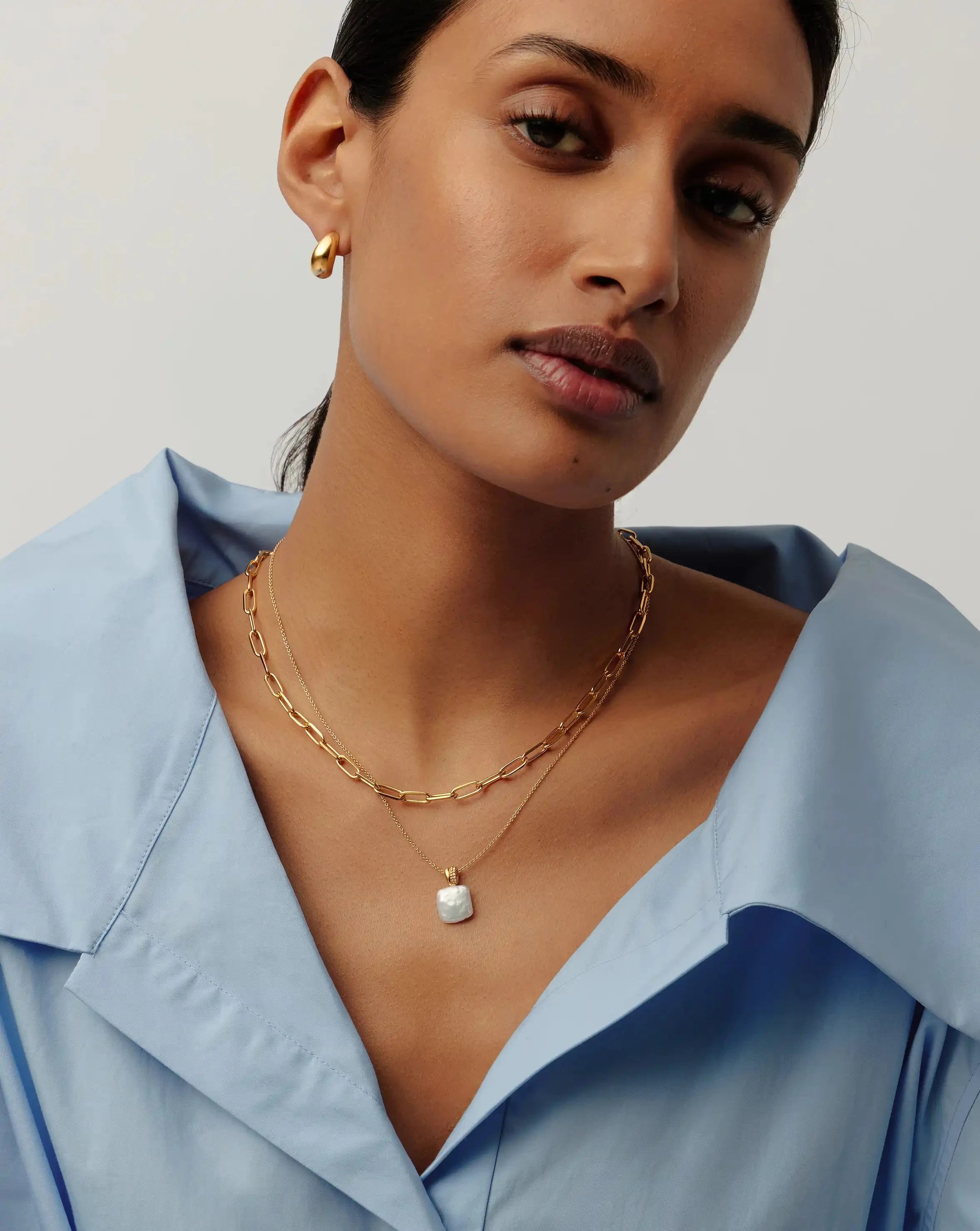Square Pearl Baya Pendant Necklace | 18ct Gold Vermeil/Pearl Necklaces Missoma 