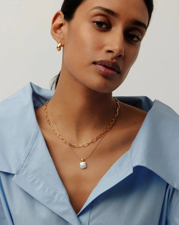 Square Pearl Baya Pendant Necklace | 18ct Gold Vermeil/Pearl Necklaces Missoma 