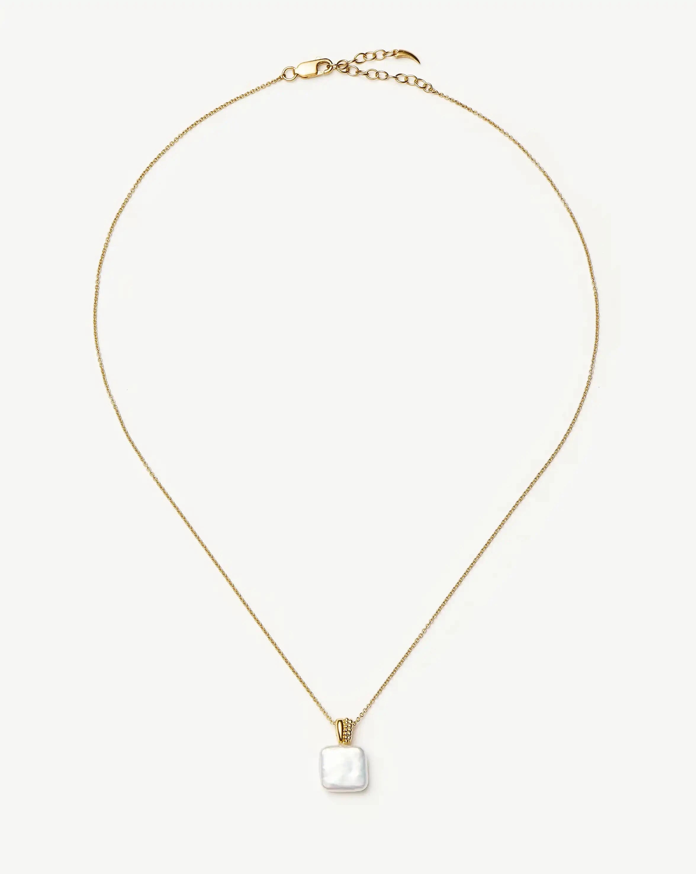 Square Pearl Baya Pendant Necklace | 18ct Gold Vermeil/Pearl Necklaces Missoma 