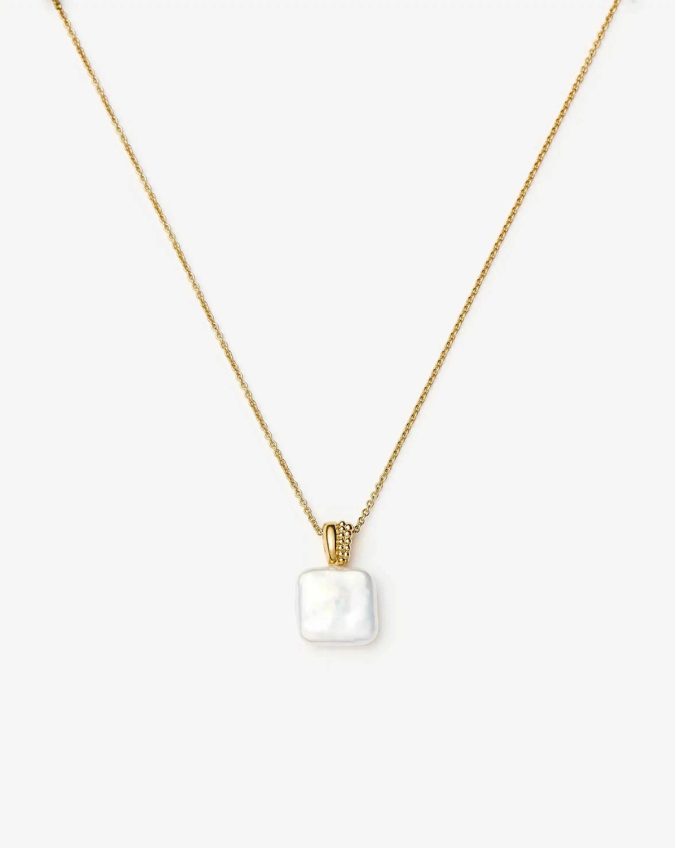 Square Pearl Baya Pendant Necklace | 18ct Gold Vermeil/Pearl Necklaces Missoma 