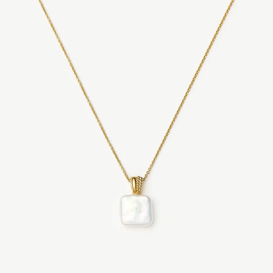 Square Pearl Baya Pendant Necklace | 18ct Gold Vermeil/Pearl Necklaces Missoma 