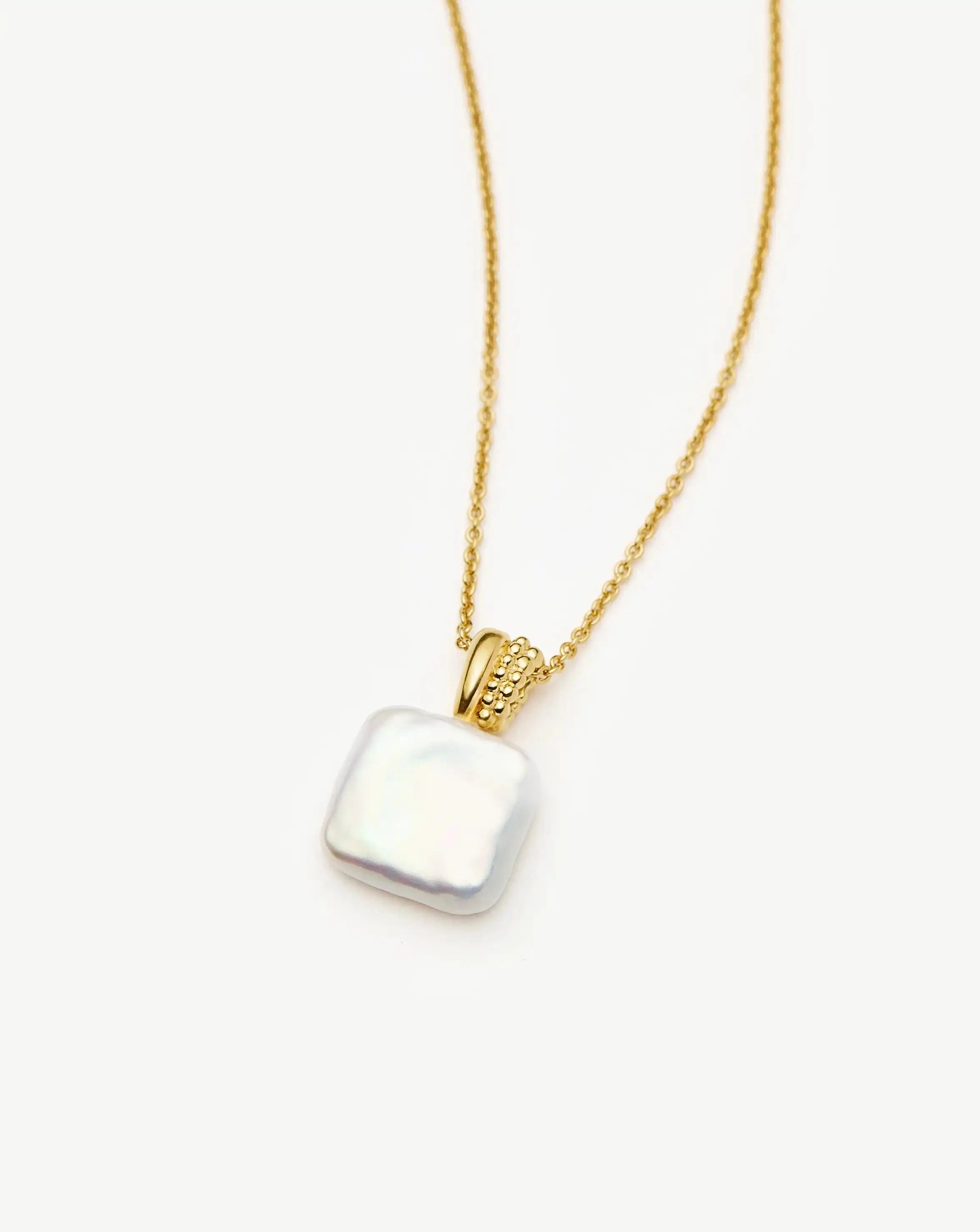 Square Pearl Baya Pendant Necklace | 18ct Gold Vermeil/Pearl Necklaces Missoma 