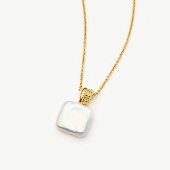 Square Pearl Baya Pendant Necklace | 18ct Gold Vermeil/Pearl Necklaces Missoma 