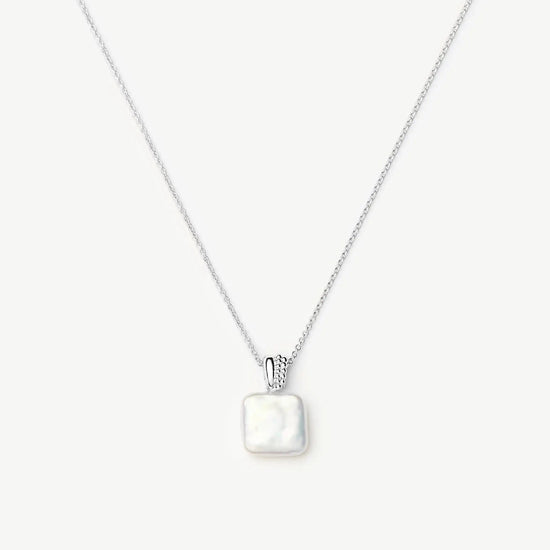 Square Pearl Baya Pendant Necklace | Sterling Silver/Pearl Necklaces Missoma 