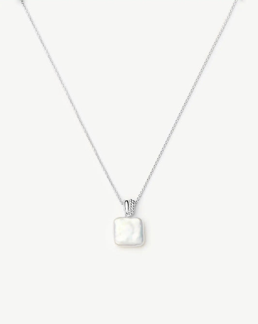 Square Pearl Baya Pendant Necklace | Sterling Silver/Pearl Necklaces Missoma 