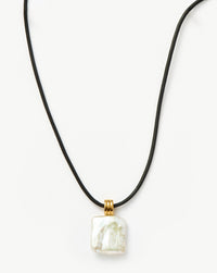Square Pearl Pendant Cord Necklace | 18ct Gold Plated Vermeil/Pearl Necklaces Missoma 