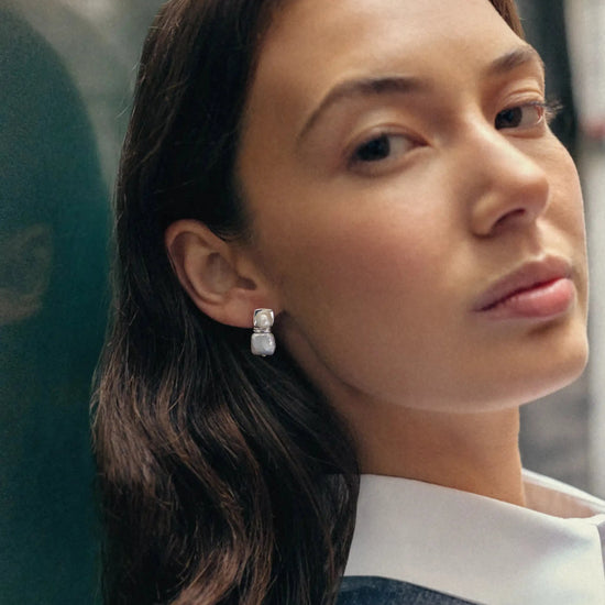 Square Pearl Small Stud Earrings | Silver Plated Missoma 