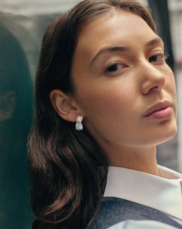 Square Pearl Small Stud Earrings | Silver Plated Missoma 