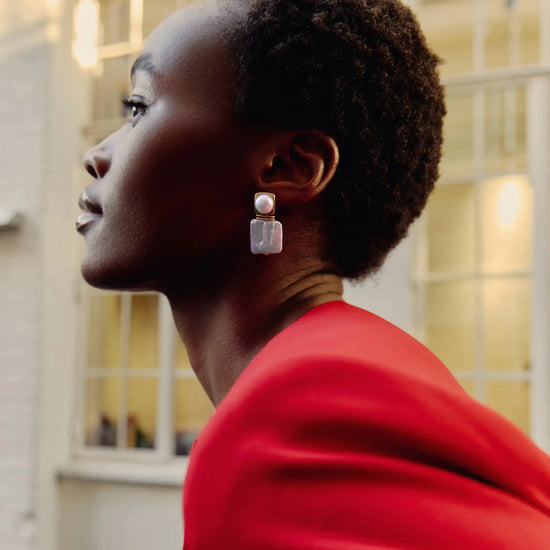 Square Pearl Statement Earrings | 18ct Gold Plated/Pearl Earrings Missoma 