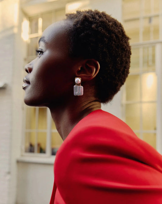 Square Pearl Statement Earrings | 18ct Gold Plated/Pearl Earrings Missoma 
