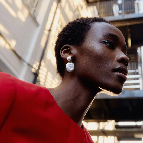 Square Pearl Statement Earrings | 18ct Gold Plated/Pearl Earrings Missoma 