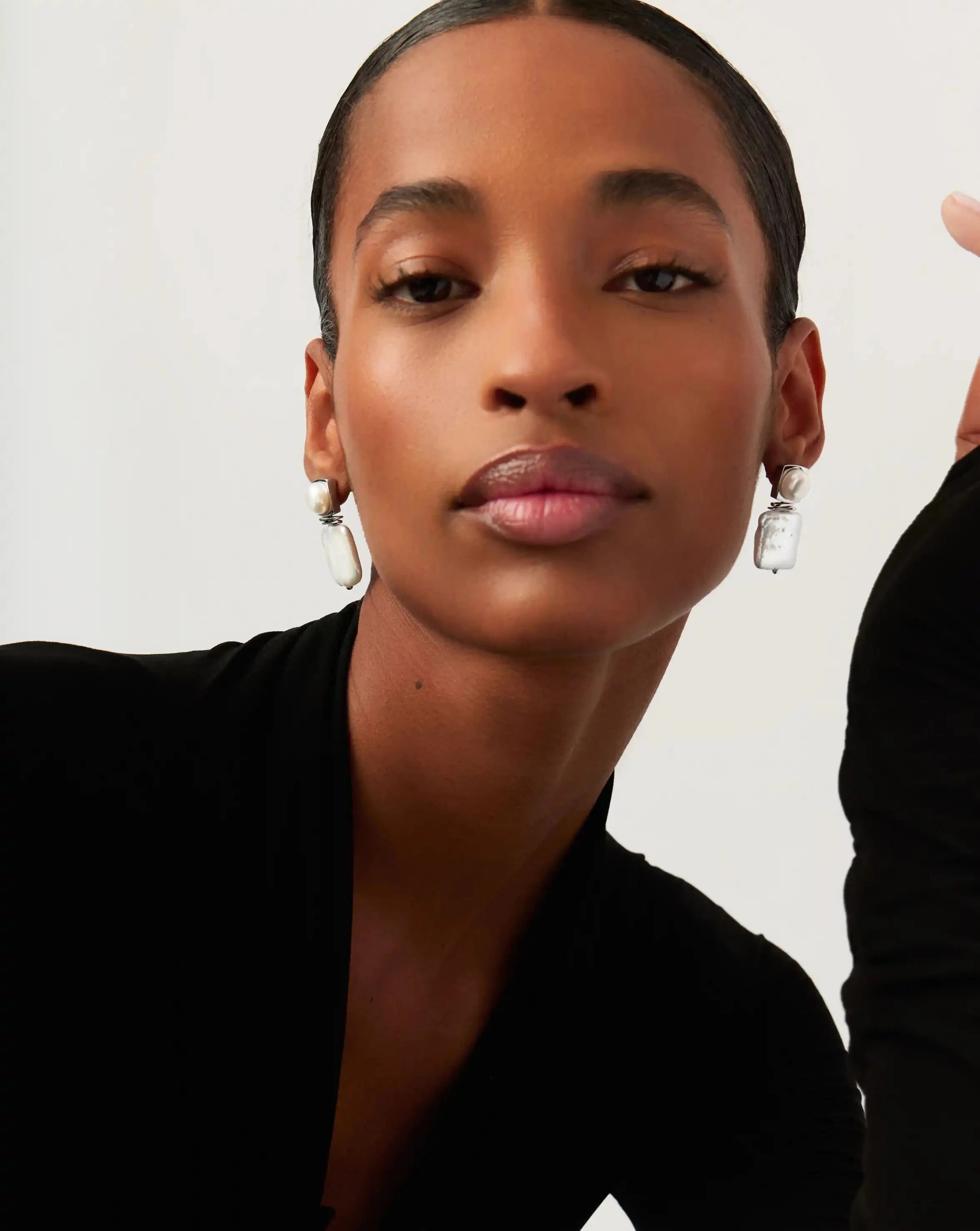 Square Pearl Statement Earrings | Silver Plated/Pearl Earrings Missoma 