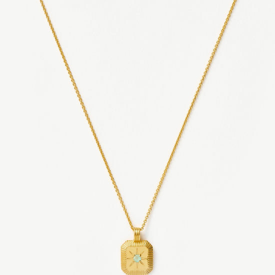 Star Ridge Birthstone Pendant Necklace | 18ct Gold Vermeil/Aqua Chalcedony Necklaces Missoma 