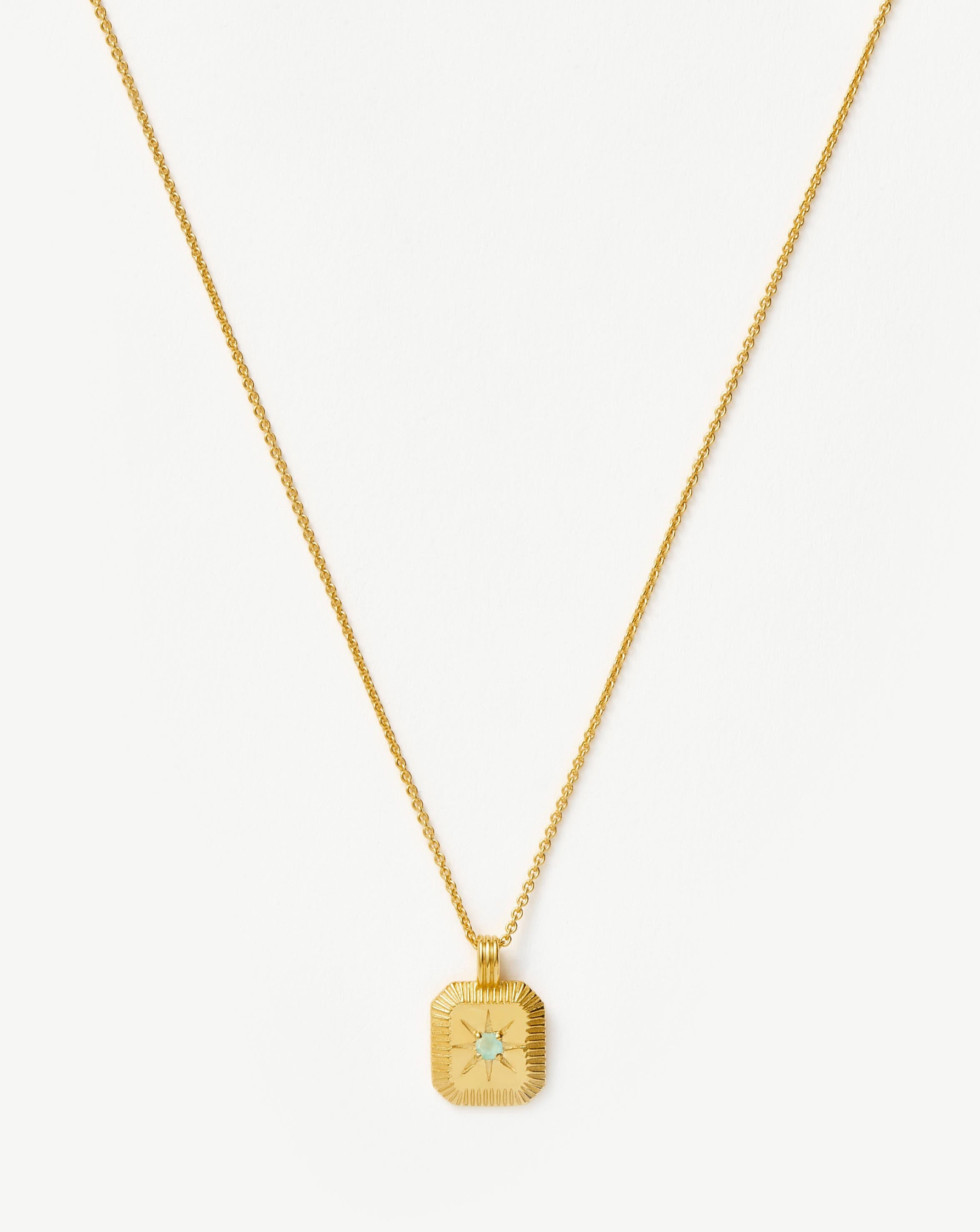 Star Ridge Birthstone Pendant Necklace | 18ct Gold Vermeil/Aqua Chalcedony Necklaces Missoma 