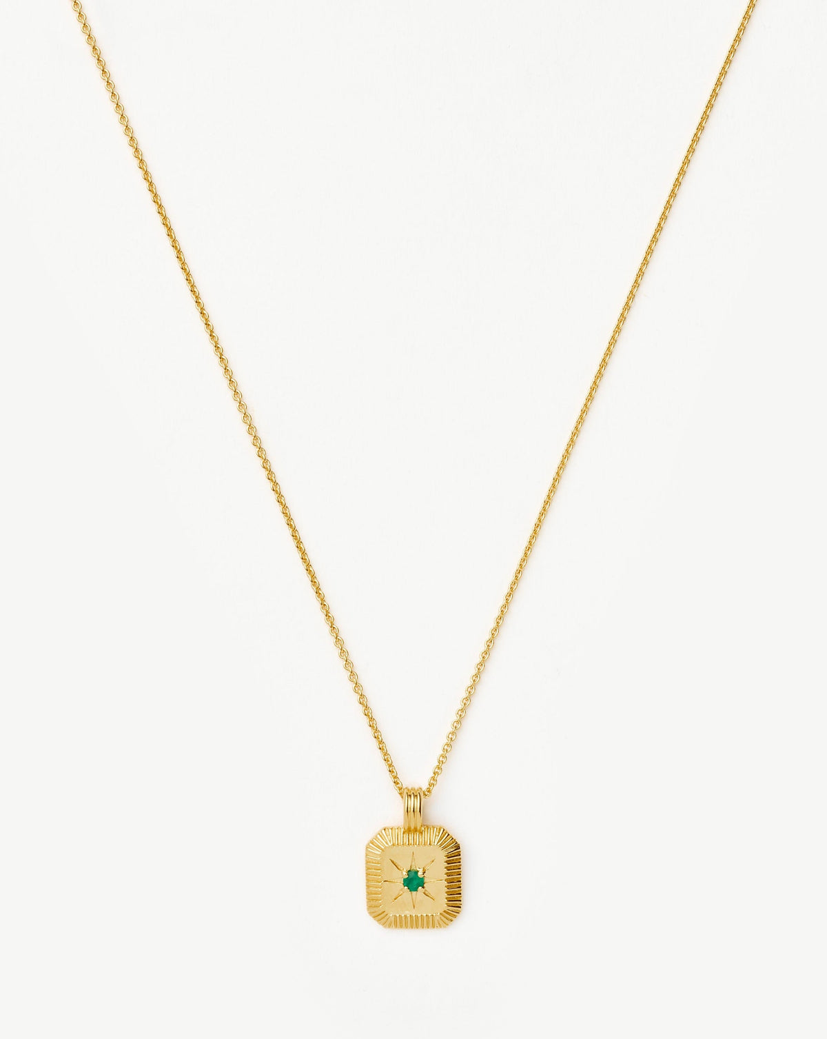 May Birthstone Pendant Necklace 18ct Vermeil Green Onyx