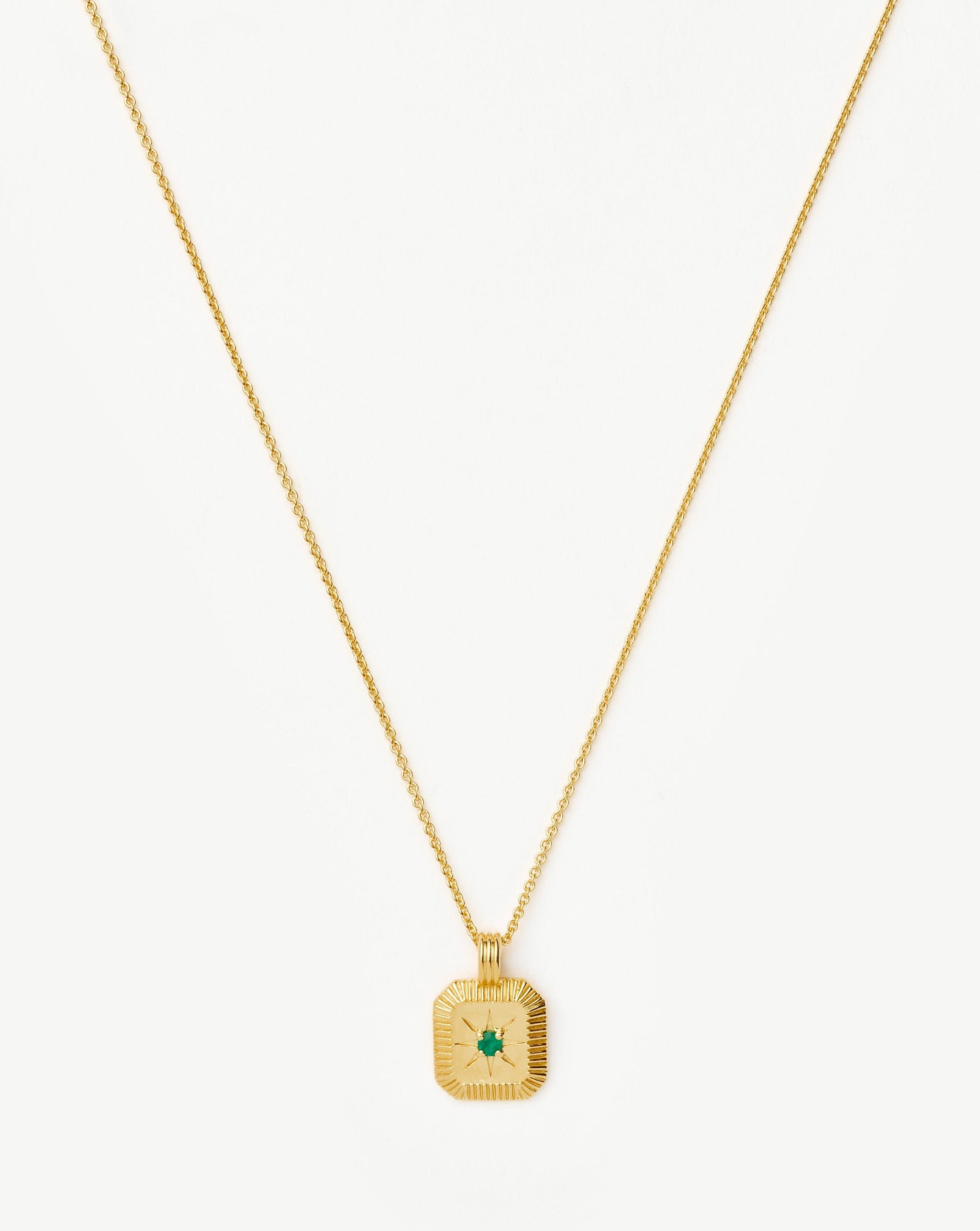 Star Ridge Birthstone Pendant Necklace | 18ct Gold Vermeil/Dyed Green Chalcedony Necklaces Missoma 