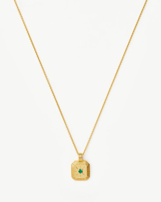 Star Ridge Birthstone Pendant Necklace | 18ct Gold Vermeil/Dyed Green Chalcedony Necklaces Missoma 