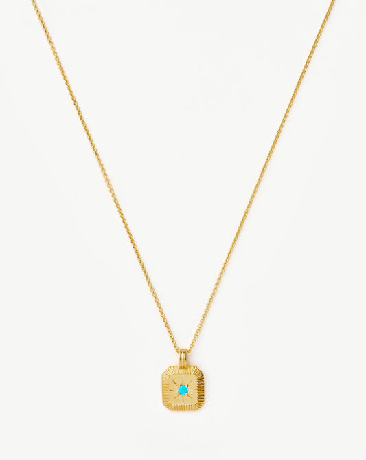Star Ridge Birthstone Pendant Necklace | 18ct Gold Vermeil/Dyed Turquoise Magnesite Necklaces Missoma 