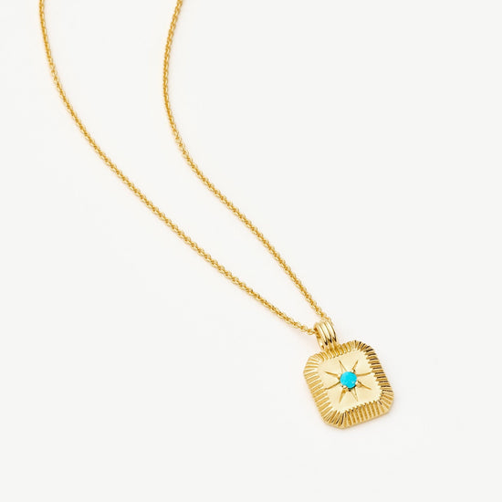 Star Ridge Birthstone Pendant Necklace | 18ct Gold Vermeil/Dyed Turquoise Magnesite Necklaces Missoma 