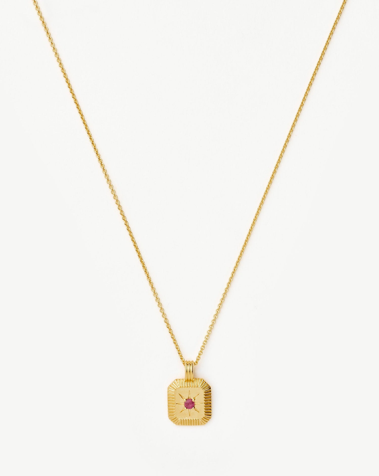 Star Ridge Birthstone Pendant Necklace | 18ct Gold Vermeil/Glass Filled Ruby Necklaces Missoma 