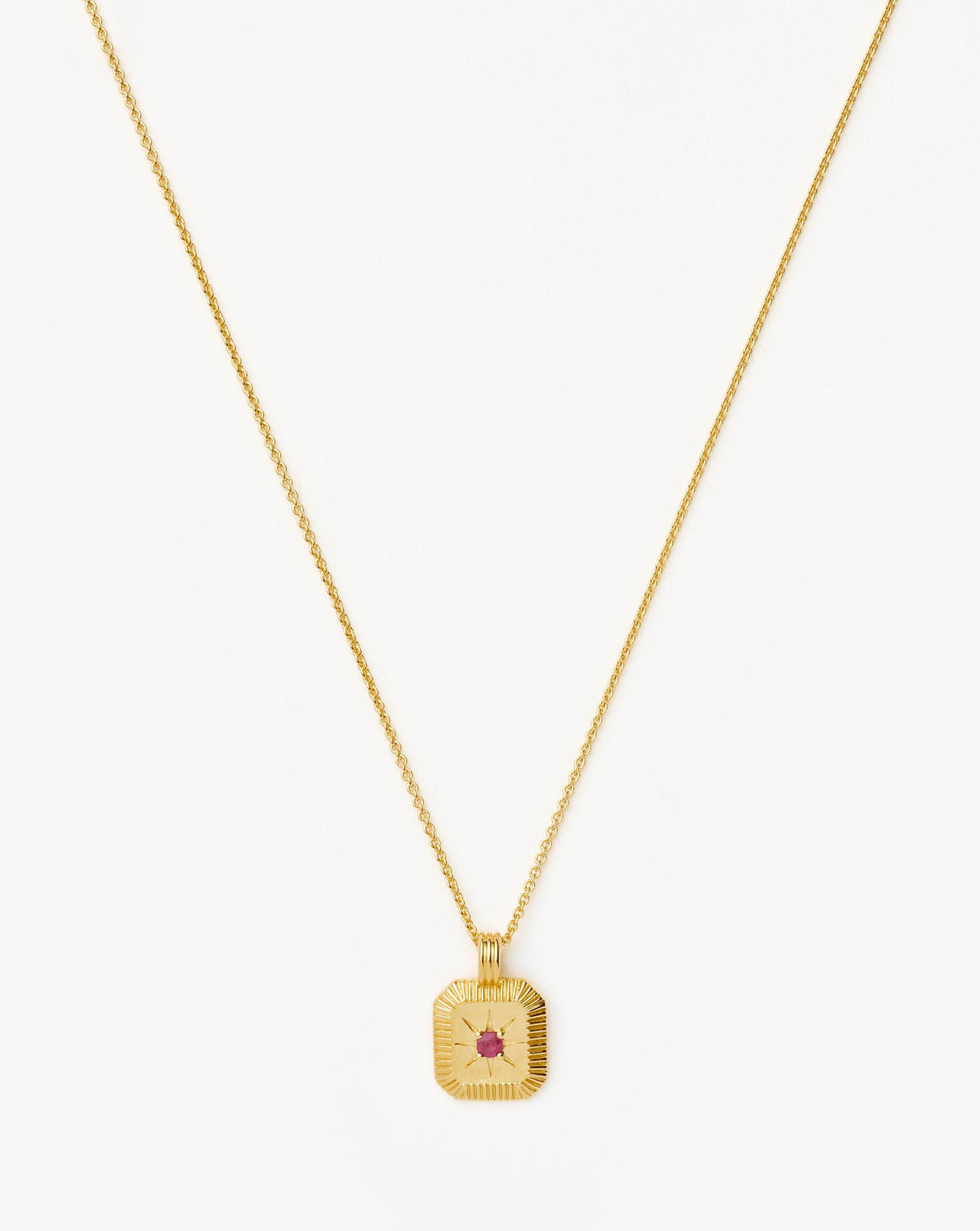 July Birthstone Pendant Necklace 18ct Vermeil Glass Filled Ruby