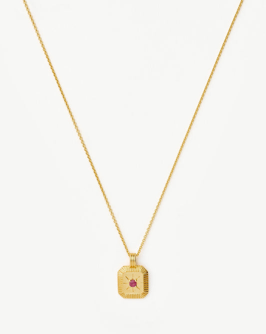 Star Ridge Birthstone Pendant Necklace | 18ct Gold Vermeil/Glass Filled Ruby Necklaces Missoma 
