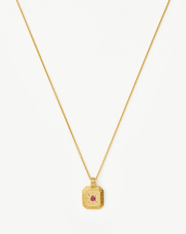 July Birthstone Pendant Necklace | 18ct Gold Vermeil/Glass Filled Ruby