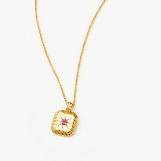 Star Ridge Birthstone Pendant Necklace | 18ct Gold Vermeil/Pink Tourmaline Necklaces Missoma 