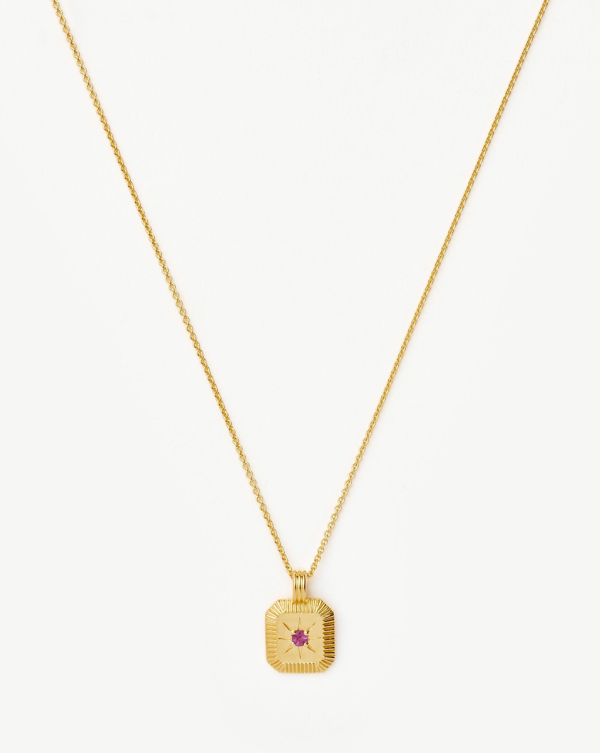 Star Ridge Birthstone Pendant Necklace | 18ct Gold Vermeil/Pink Tourmaline Necklaces Missoma 