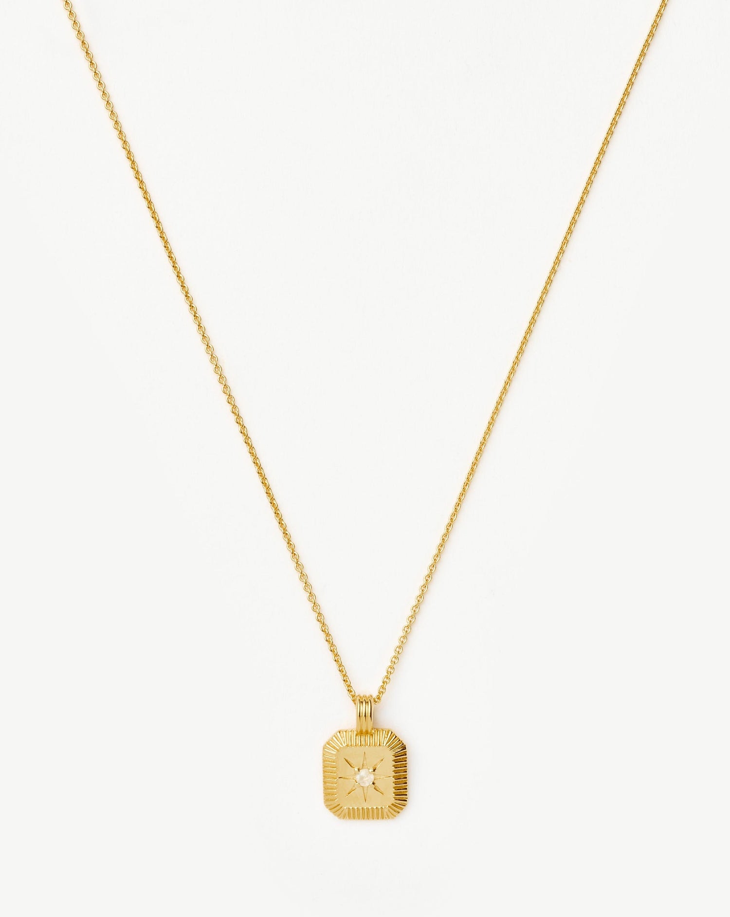 Star Ridge Birthstone Pendant Necklace | 18ct Gold Vermeil/Rainbow Moonstone Necklaces Missoma 