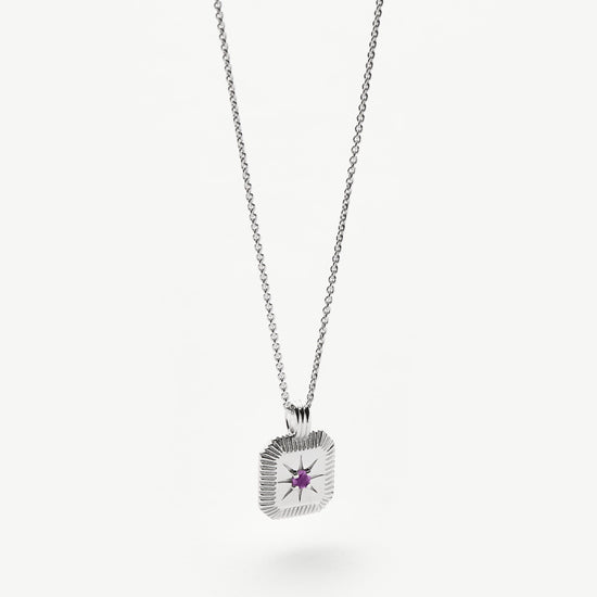 Star Ridge Birthstone Pendant Necklace - Amethyst/February Necklaces Missoma 