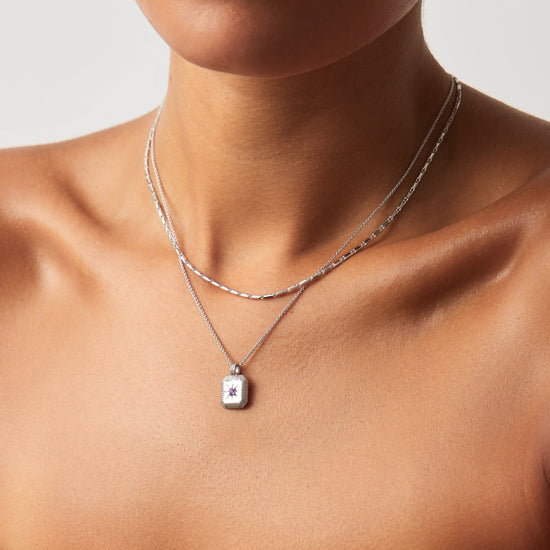 Star Ridge Birthstone Pendant Necklace - Amethyst/February Necklaces Missoma 