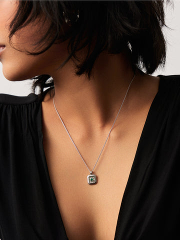 Star Ridge Birthstone Pendant Necklace - Dyed Green Chalcedony/May Necklaces Missoma 