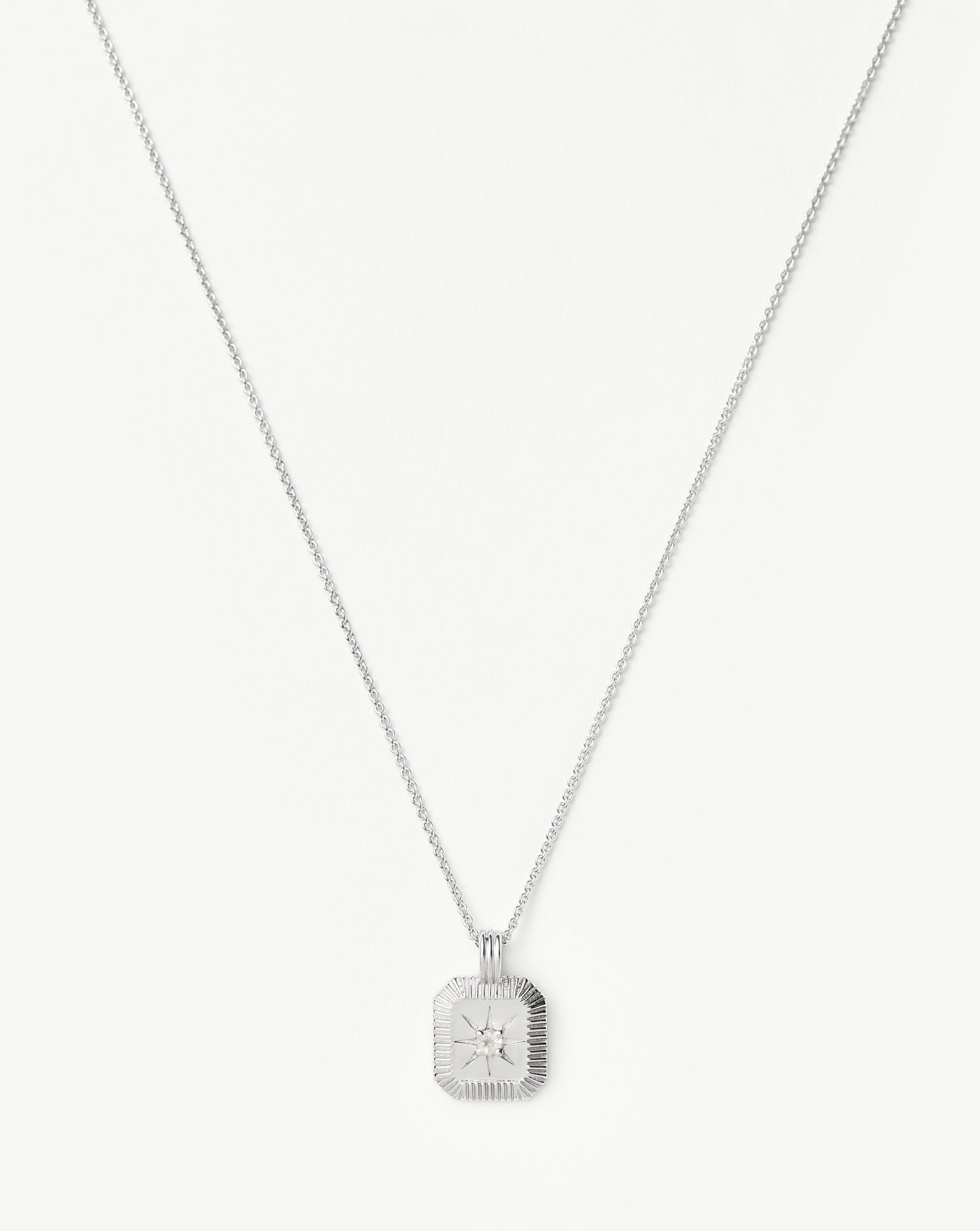 Star Ridge Birthstone Pendant Necklace - Rainbow Moonstone/June Necklaces Missoma 