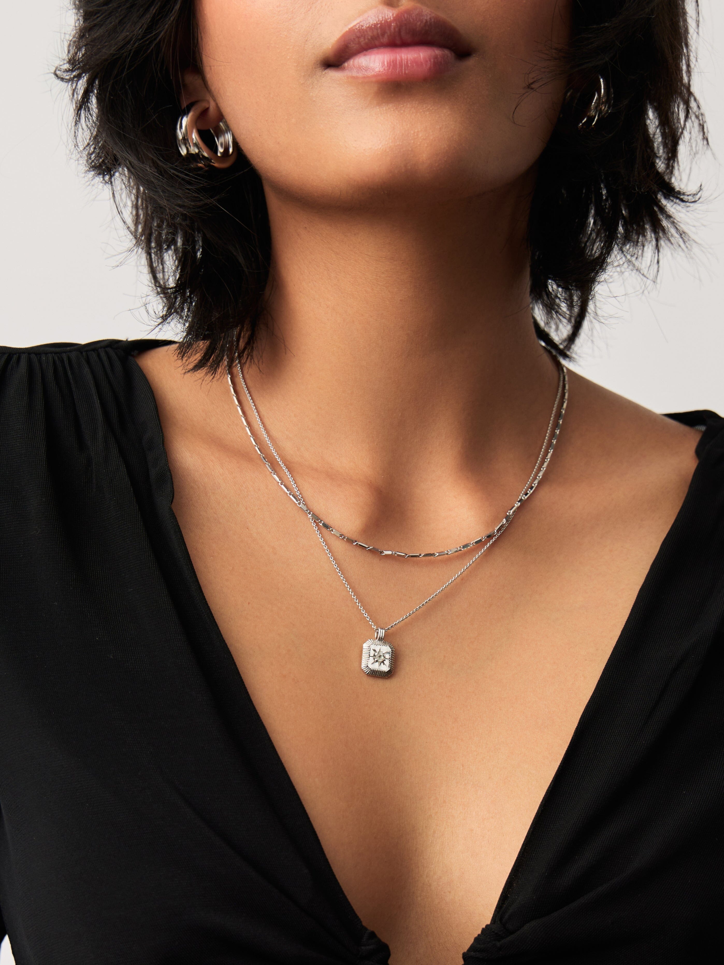 Star Ridge Birthstone Pendant Necklace - Rainbow Moonstone/June Necklaces Missoma 