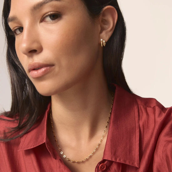 Stone Double Huggie Earrings | 18ct Gold Plated/Cubic Zirconia Earrings Missoma 