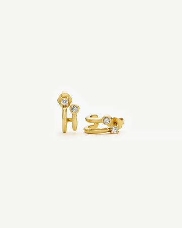 Stone Double Huggie Earrings | 18ct Gold Plated/Cubic Zirconia Earrings Missoma 