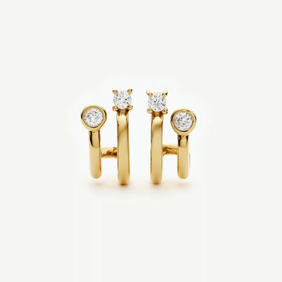 Stone Double Huggie Earrings | 18ct Gold Plated/Cubic Zirconia Earrings Missoma 