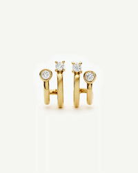 Stone Double Huggie Earrings | 18ct Gold Plated/Cubic Zirconia Earrings Missoma 